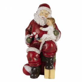 Vánoční dekorativní soška Santy s dítětem - 9*9*18 cm Clayre & Eef LaHome - vintage dekorace