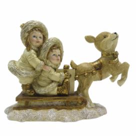 Dekorativní soška děti na sáňkách - 16*7*12 cm Clayre & Eef LaHome - vintage dekorace