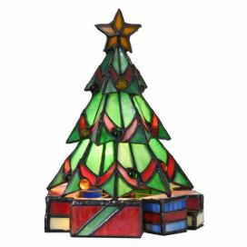Stolní Tiffany lampa Christmas ve tvaru vánočního stromku - 17*17*23 cm Clayre & Eef
