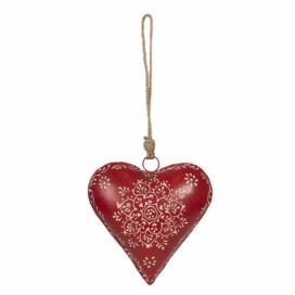 Závěsná plechová dekorace červené srdce - 16*4*16 cm Clayre & Eef
