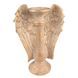 Zlatý antik svícen s andělskými křídly Wings - 24*12*33 cm Clayre & Eef