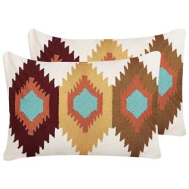 Sada 2 vyšívaných bavlněných polštářů s geometrickým vzorem 40 x 60 cm vícebarevné DANAPUR