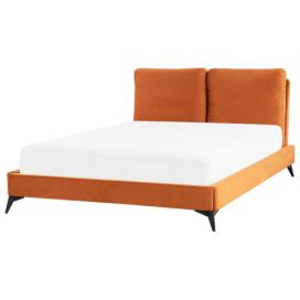 Sametová postel 140 x 200 cm oranžová MELLE
