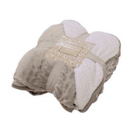 Luxusní světle hnědá beránková deka z mikroplyše se vzorem, 180x200 cm