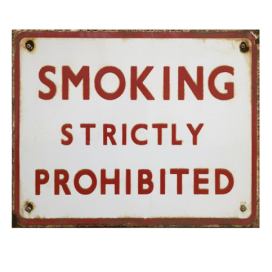 Nástěnná kovová cedule Smoking strictly Prohibited - 25*1*20 cm Clayre & Eef