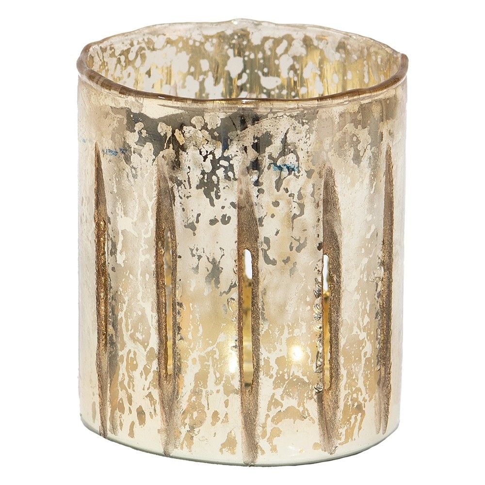 Zlatý skleněný svícen na čajové svíčky - Ø 11*13 cm Clayre & Eef - LaHome - vintage dekorace