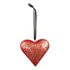 Červené antik závěsné kovové srdce S - 10*2*10 cm Clayre & Eef