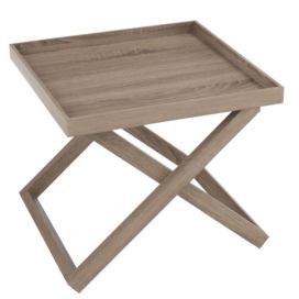 Hnědý dřevěný odkládací stolek s podnosem Butlertray - 52*52*46cm J-Line by Jolipa
