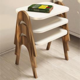  SADA 3x Odkládací stolek PARIS krémová/hnědá 