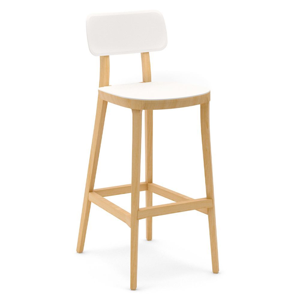 Výprodej Infiniti designové barové židle Porta Venezia 67 cm (bílá/ buk přírodní) - DESIGNPROPAGANDA
