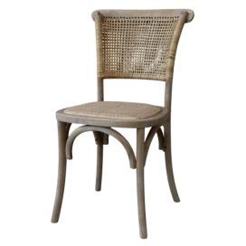 Přírodní dřevěná židle s ratanovým výpletem Old French chair - 45*40*88 cm  Chic Antique