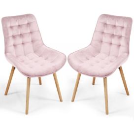   MIADOMODO Sada prošívaných jídelních židlí, růžová, 2 ks\r\n