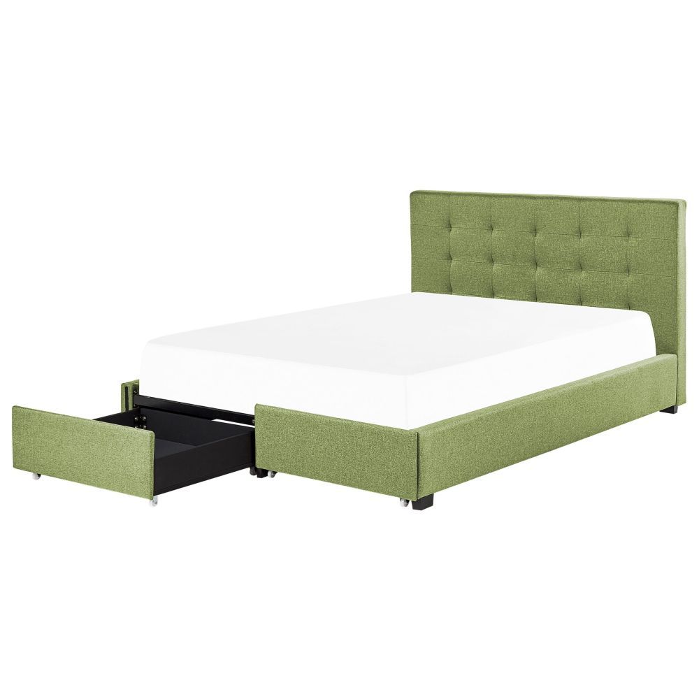 Čalouněná postel s úložným prostorem 180 x 200 cm zelená LA ROCHELLE - Beliani.cz