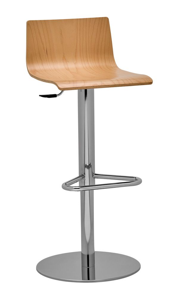 RIM - Barová židle SITTY s dřevěným sedákem a centrální podnoží - 