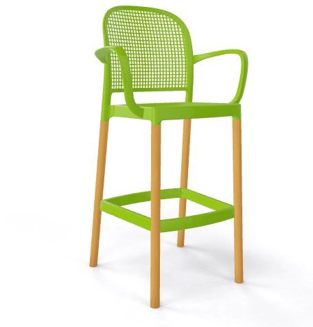 GABER - Barová židle PANAMA BLB - vysoká, zelená/buk - 