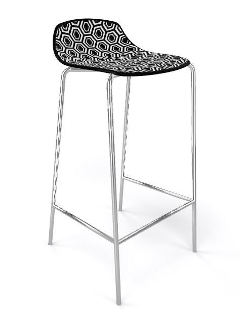 GABER - Barová židle ALHAMBRA vysoká, černobílá/chrom - 