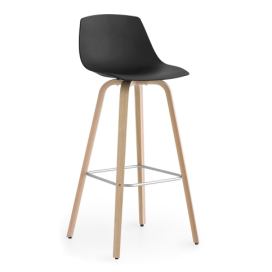 LAPALMA - Barová židle MIUNN vysoká, s dřevěnou podnoží