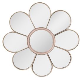 Růžovo-zlaté nástěnné zrcadlo ve tvaru květiny Flower Pink  - Ø 29*2 cm Clayre & Eef