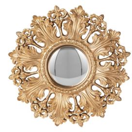 Měděné antik nástěnné vypouklé dekorační zrcadlo - Ø 20*2 cm Clayre & Eef