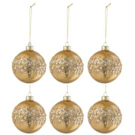 Set šesti zlatých skleněných vánočních ozdob J-Line Lip 8,5 cm