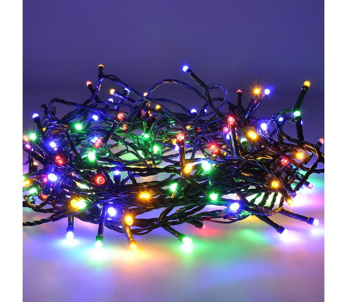  LED venkovní vánoční řetěz, 200 LED, 20m, přívod 5m, 8 funkcí, časovač, IP44, vícebarevný; 1V102-M-1 -  Svět-svítidel.cz