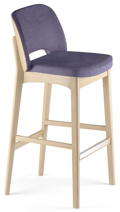ACCENTO - Barová židle SUN SG SB čalouněná - vysoká, zadní část opěráku dřevěná - 