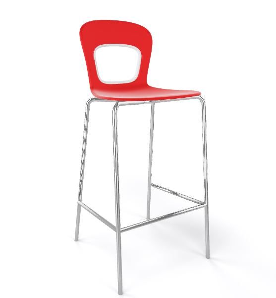 GABER - Barová židle BLOG - nízká, červenobílá/chrom - 