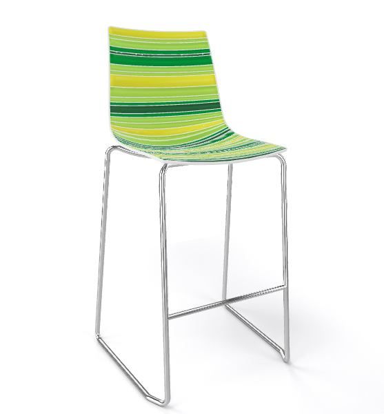 GABER - Barová židle COLORFIVE ST - nízká, zelená/chrom - 
