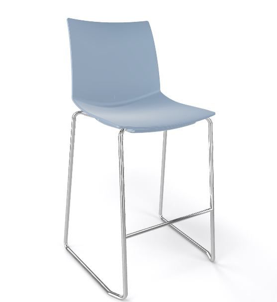 GABER - Barová židle KANVAS ST 66 - nízká, světle modrá/chrom - 