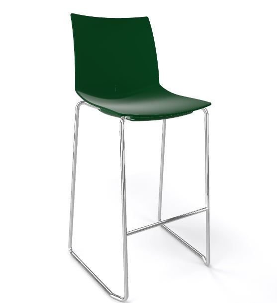 GABER - Barová židle KANVAS ST 76 - vysoká, zelená/chrom - 