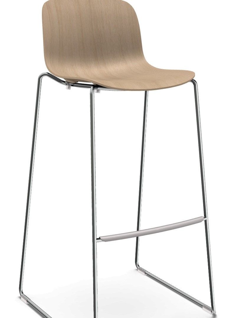 MAGIS - Barová židle TROY s dřevěným sedákem a ližinovou podnoží - 
