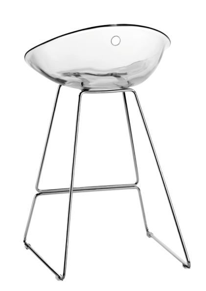 PEDRALI - Nízká barová židle GLISS 902 DS s chromovanou podnoží - transparentní - 