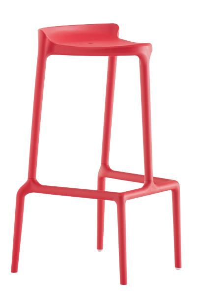 PEDRALI - Vysoká barová židle HAPPY 490 DS - červená - 