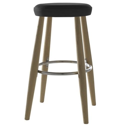 Výprodej Carl Hansen designové barové židle Ch56 (černá kůže kategorie &quot;C&quot;, konstrukce dub lakovaný / olejovaný, výška - DESIGNPROPAGANDA