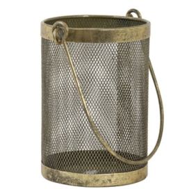 Bronzovo-zlatá antik kovová lucerna Tempan - Ø 10*14 cm Light & Living LaHome - vintage dekorace