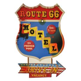 Nástěnná kovová cedule Motel Route 66 - 43*1*63 cm Clayre & Eef