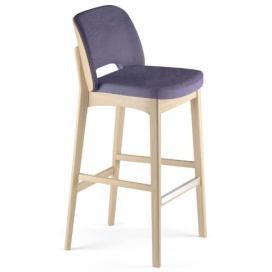 ACCENTO - Barová židle SUN SG SB čalouněná - vysoká, zadní část opěráku dřevěná
