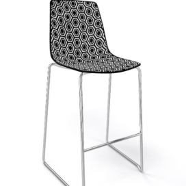 GABER - Barová židle ALHAMBRA ST nízká, černobílá/chrom