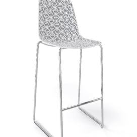 GABER - Barová židle ALHAMBRA ST vysoká, bílošedá/chrom