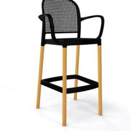 GABER - Barová židle PANAMA BLB - vysoká, černá/buk