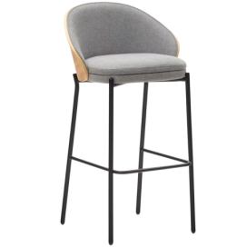 Šedá čalouněná barová židle Kave Home Eamy 77 cm