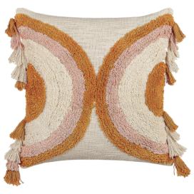 Tkaný bavlněný polštář s geometrickým vzorem a střapci 45 x 45 cm vícebarevný LABLAB