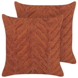 Sada 2 tkaných bavlněných polštářů s geometrickým vzorem 45 x 45 cm oranžové LEWISIA Beliani.cz