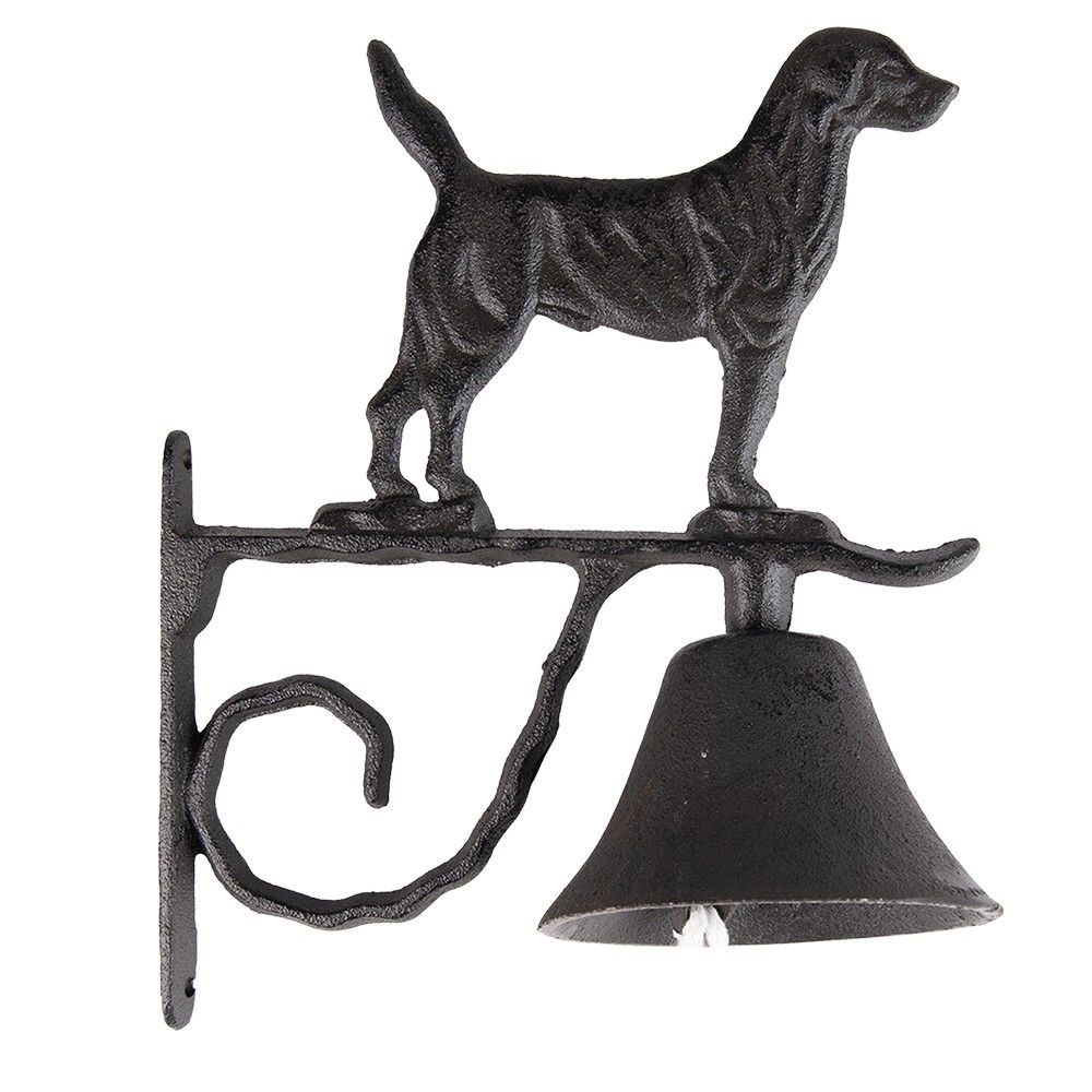 Černo-hnědý litinový zvonek se psem - 11*21*27 cm Clayre & Eef - LaHome - vintage dekorace