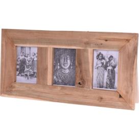 Home Styling Collection Obdélníkový rámeček na 3 fotky z teakového dřeva, 55 x 28 cm
