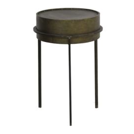 Bronzový antik kovový stolek/ květináč Tence - Ø38,5*58 cm Light & Living