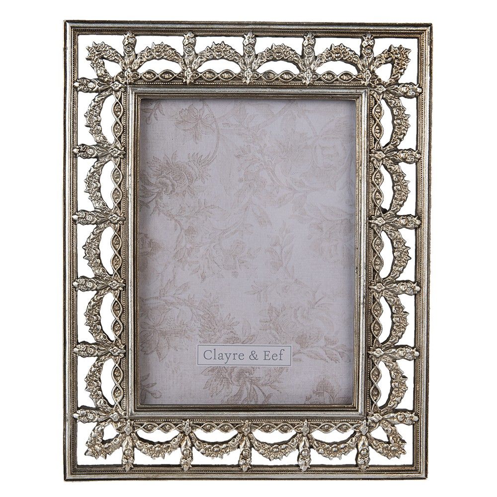 Stříbrný antik fotorámeček se zdobným okrajem - 21*1*25 cm / 13*18 cm Clayre & Eef - LaHome - vintage dekorace