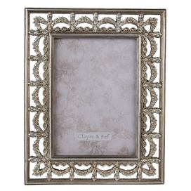 Stříbrný antik fotorámeček se zdobným okrajem - 21*1*25 cm / 13*18 cm Clayre & Eef LaHome - vintage dekorace