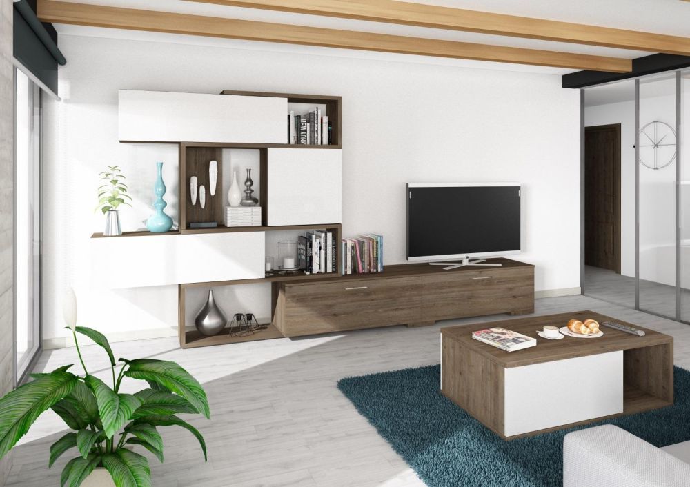 Aldo Designová obývací stěna v bílém lesku 4K - Nábytek ALDO