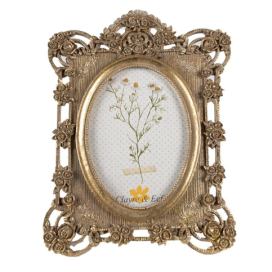 Zlatý antik fotorámeček s růžičkami Rossé - 18*2*24 cm / 10*15 cm Clayre & Eef